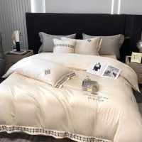 160支新疆长绒棉轻奢纯棉四件套全棉被套床单床笠刺绣床上用品4