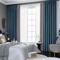 客厅阳台北欧纯色拼接高精密涤纶混纺卧室遮光窗帘防晒新款定制