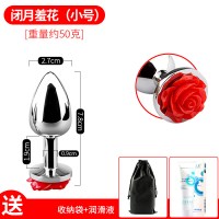 姬欲后庭金属肛塞sm菊花肛塞肛女用品丁字裤外出学生隐形情趣性用具 [圆润头]玫瑰底座(小号)赠润滑液+收纳袋
