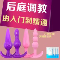 肛塞男女用g点后庭拉珠塞大小号手动扩肛器成人gay自慰器外出穿戴 四兄弟+润滑油三袋