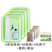 4套加密盘+4包种子+40张纸+喷壶 芽苗菜育苗盘小麦子种子种植盘水培蔬菜无土栽培设备育苗盆托盘
