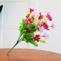 浅灰色1支紫红色雏菊 单支假花仿真花束塑料花欧式小把花玫瑰跳兰菊绢布花干花田园装饰
