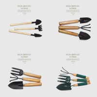 园艺工具 迷你园艺三件套 花园小铁铲、铁锹、土耙 桌面盆栽小工具