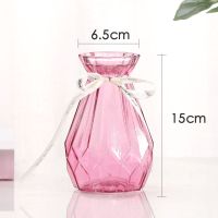 15宝石[酒红1个]送丝带 欧式创意玻璃花瓶水培绿萝植物干鲜花插花瓶器皿餐厅客厅装饰摆件