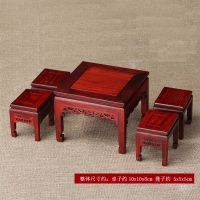 红酸枝正方八仙桌 红木刻工艺品摆件明清微缩家具模型红酸枝客厅书房仿古装饰礼品