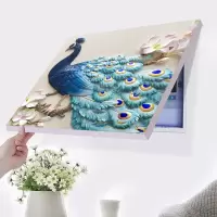 孔雀 水晶膜70*50容纳宽60高40 免打孔现代简约电表箱装饰画遮挡总开关电闸箱盒配电表箱电表挂画