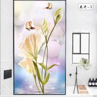 花卉-3 35cmX60cm 静电磨砂玻璃贴膜卫生间浴室透光不透明阳台卧室遮光防窥玻璃贴纸