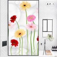 花卉-5 30cmX60cm 静电磨砂玻璃贴膜卫生间浴室透光不透明阳台卧室遮光防窥玻璃贴纸