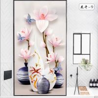 花卉-9 30cmX120cm 静电磨砂玻璃贴膜卫生间浴室透光不透明阳台卧室遮光防窥玻璃贴纸