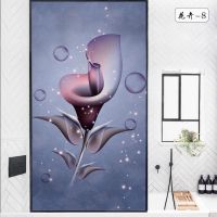 花卉-8 45cmX60cm 静电磨砂玻璃贴膜卫生间浴室透光不透明阳台卧室遮光防窥玻璃贴纸
