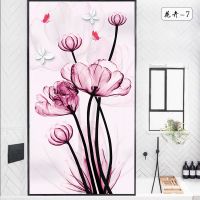 花卉-7 90cmX120cm 静电磨砂玻璃贴膜卫生间浴室透光不透明阳台卧室遮光防窥玻璃贴纸
