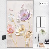 花卉-13 定制尺寸请联系客服 静电磨砂玻璃贴膜卫生间浴室透光不透明阳台卧室遮光防窥玻璃贴纸