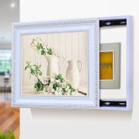 991088[银框油画布]TFB 50*40[往上掀]容纳40*30 电表箱免打孔遮挡装饰画可推拉客厅壁画欧式挂画电源箱