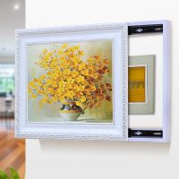 992357[银框油画布]TFB 60*40[往右推]容纳50*30 电表箱免打孔遮挡装饰画可推拉客厅壁画欧式挂画电源箱