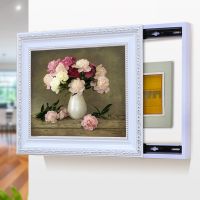 993018[银框油画布]TFB 40*30[往左推]容纳30*20 电表箱免打孔遮挡装饰画可推拉客厅壁画欧式挂画电源箱