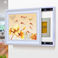 993021【银框油画布】TFB 50*40【往上掀】容纳40*30 电表箱免打孔遮挡装饰画可推拉客厅壁画欧式挂画电源箱