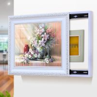 993026【银框油画布】TFB 50*40【往右推】容纳40*30 电表箱免打孔遮挡装饰画可推拉客厅壁画欧式挂画电源箱