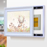 999566[银框油画布]TFB 60*40[往右推]容纳50*30 电表箱免打孔遮挡装饰画可推拉客厅壁画欧式挂画电源箱