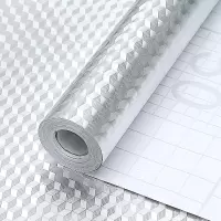 银色立体方格 40cm宽X1米长[试用品] 厨房贴纸防油耐高温防火灶台橱柜柜子桌面防水墙纸自粘旧家具翻新