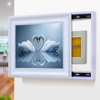993005【银框油画布】TFB 50*40【往左推】容纳40*30 电表箱免打孔遮挡装饰画可推拉客厅壁画欧式挂画电源箱