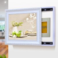 993017【银框油画布】TFB 55*45【向上掀】容纳45*35 电表箱免打孔遮挡装饰画可推拉客厅壁画欧式挂画电源箱