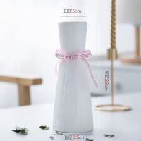束忆线条[粉带] 满天星干花插花花瓶陶瓷装饰品摆件客厅水培白色花器特价清仓简约