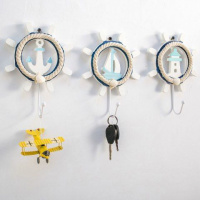 一套3个小挂钩 地中海风格装饰单个挂钩玄关树脂铁艺服装店衣帽钥匙创意墙壁挂饰