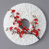大号(圆盘腊梅壁饰) 中式壁挂中国风壁饰背景墙面装饰挂件圆盘花艺壁饰墙饰仿真花腊梅