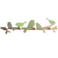 绿色小鸟-加厚 美式乡村zakka挂钩创意小鸟木质挂衣架墙面钥匙架房间装饰衣帽架