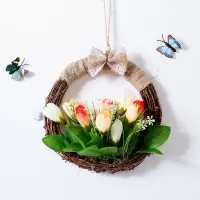 郁金香花苞花环 新款 创意藤环壁挂装饰墙上挂饰幼儿园、餐厅、店铺环境布置装饰