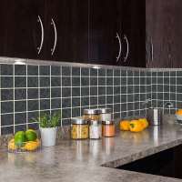 抽象艺术黑 60厘米*5米 灶台厨房防油防水耐高温铝箔贴纸自粘墙纸壁橱柜油烟桌面防潮墙贴