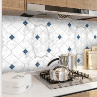 菱形白 60CM*3米 加厚自粘墙纸厨房防油贴纸橱柜灶台防水抽屉油烟墙贴防潮铝箔壁纸