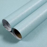 (精品)蓝色蚕丝 [推荐]10米长60厘米宽 简约现代墙纸自粘卧室客厅装饰温馨墙贴纸房间背景墙壁纸防水贴纸