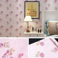 粉底紫玫瑰 [加厚]60cm宽*10米长 [在线中]加厚墙纸自粘卧室客厅3D装饰防水贴纸电视背景墙家居翻新