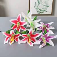 仿真花6支颜色联系客服备注 富贵竹加仿真百合花竹观音竹开运竹水养植物吸甲醛办公室客厅