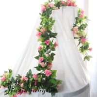 2.2米33朵韩国玫瑰花藤粉色 仿真装饰玫瑰花藤假花藤条塑料花水管扶手空调管道吊顶壁挂藤蔓