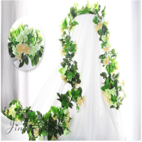 2.2米33朵韩国玫瑰花藤香槟 仿真装饰玫瑰花藤假花藤条塑料花水管扶手空调管道吊顶壁挂藤蔓