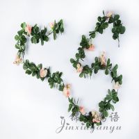 2米24朵杜娟花藤香槟 仿真装饰玫瑰花藤假花藤条塑料花水管扶手空调管道吊顶壁挂藤蔓