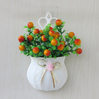 [壁挂花篮+富贵果夕红] 送挂钩室内客厅墙壁花篮壁挂塑料花卉卧室墙上挂壁仿真假花装饰品