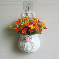 [壁挂花篮+跳兰菊夕红] 送挂钩室内客厅墙壁花篮壁挂塑料花卉卧室墙上挂壁仿真假花装饰品
