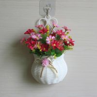 [壁挂花篮+跳兰菊粉红] 送挂钩室内客厅墙壁花篮壁挂塑料花卉卧室墙上挂壁仿真假花装饰品