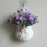[壁挂花篮+跳兰菊紫色] 送挂钩室内客厅墙壁花篮壁挂塑料花卉卧室墙上挂壁仿真假花装饰品