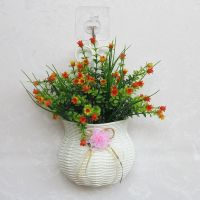 [壁挂花篮+铃兰花夕红] 送挂钩室内客厅墙壁花篮壁挂塑料花卉卧室墙上挂壁仿真假花装饰品