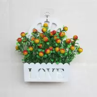 LOVE+富贵果夕红 挂墙仿真花套装塑料假花小装饰品摆件家居客厅栅栏墙面壁挂件花篮