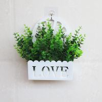 LOVE+尤加利 挂墙仿真花套装塑料假花小装饰品摆件家居客厅栅栏墙面壁挂件花篮