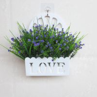 LOVE+米兰花紫色 挂墙仿真花套装塑料假花小装饰品摆件家居客厅栅栏墙面壁挂件花篮