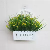 LOVE+米兰花黄色 挂墙仿真花套装塑料假花小装饰品摆件家居客厅栅栏墙面壁挂件花篮