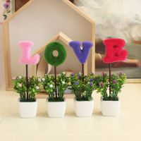 方瓶混搭字母排列随机高20cm love仿真植物小盆栽创意家居摆设客厅书桌电视柜迷你装饰假花摆件