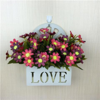 油画太阳花大红套装 仿真花假花套装挂篮吊篮玫瑰绢花套装餐桌塑料花客厅室内装饰摆件