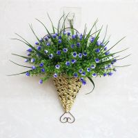 燕子挂篮+铃兰花紫色 室内外墙壁装饰塑料花壁挂篮假花客厅卧室墙上装饰品挂件摆设花艺